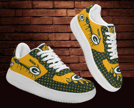 Ideafootwear Green Bay Packers NFL Air Low-Top Sneakers Shoes For Men And Women
