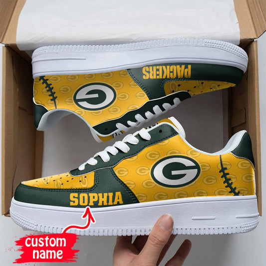 Ideafootwear Green Bay Packers NFL Air Low-Top Sneakers Shoes For Men And Women