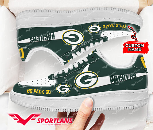 Ideafootwear Green Bay Packers NFL Air Low-Top Sneakers Shoes For Men And Women