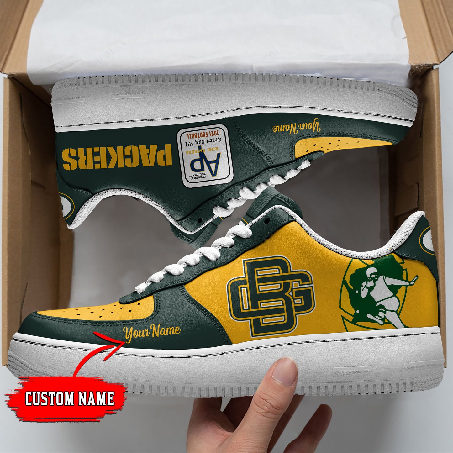 Ideafootwear Green Bay Packers NFL Air Low-Top Sneakers Shoes For Men And Women