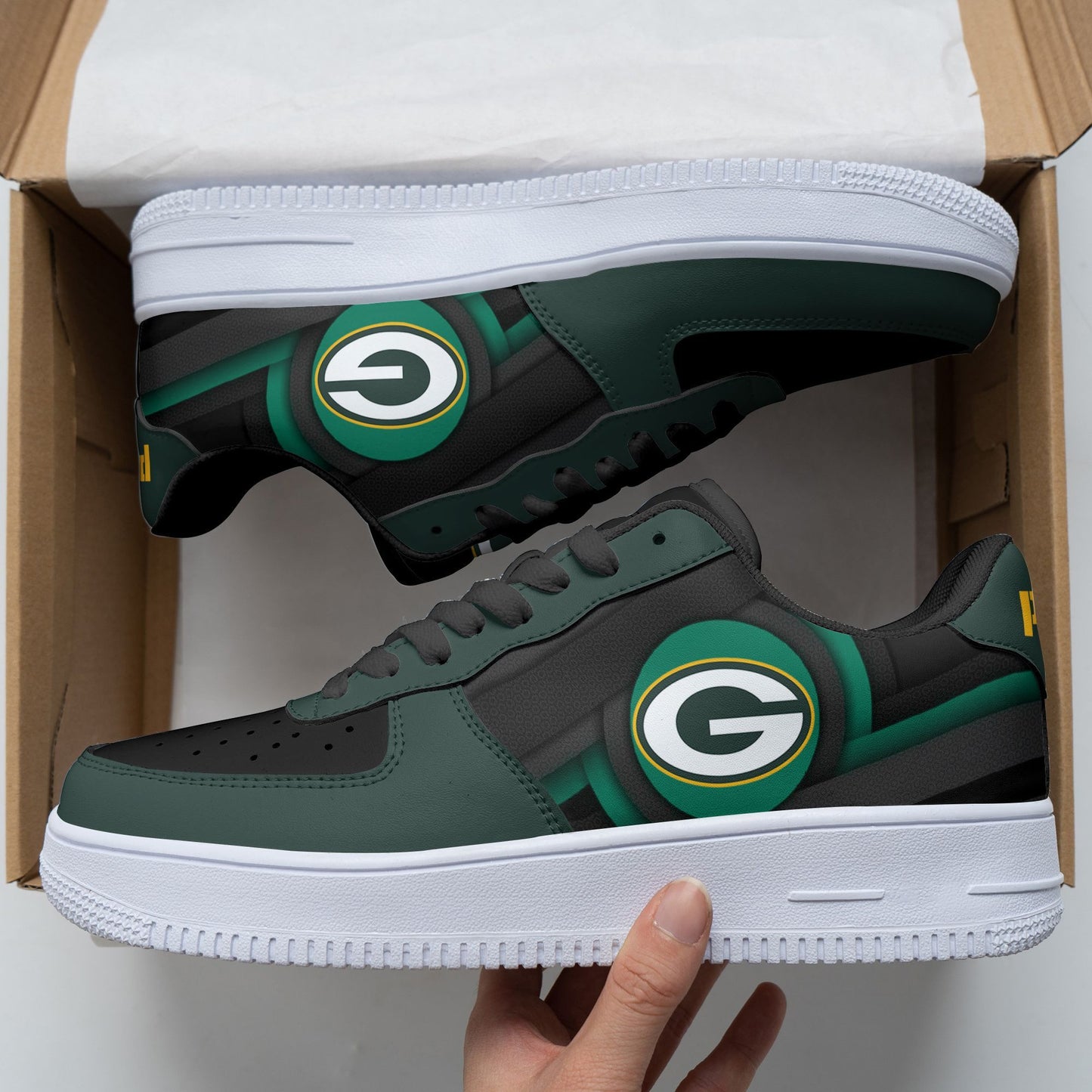 Ideafootwear Green Bay Packers NFL Air Low-Top Sneakers Shoes For Men And Women