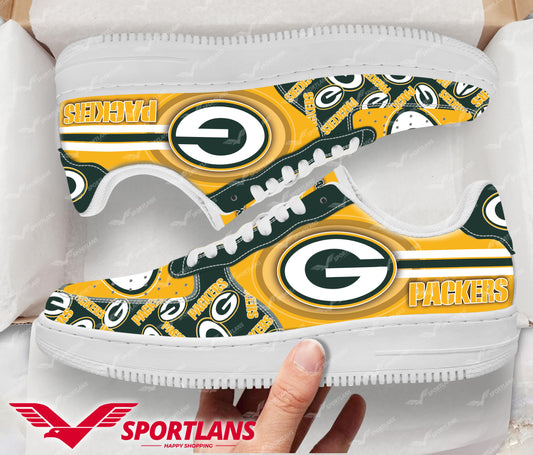 Ideafootwear Green Bay Packers NFL Air Low-Top Sneakers Shoes For Men And Women
