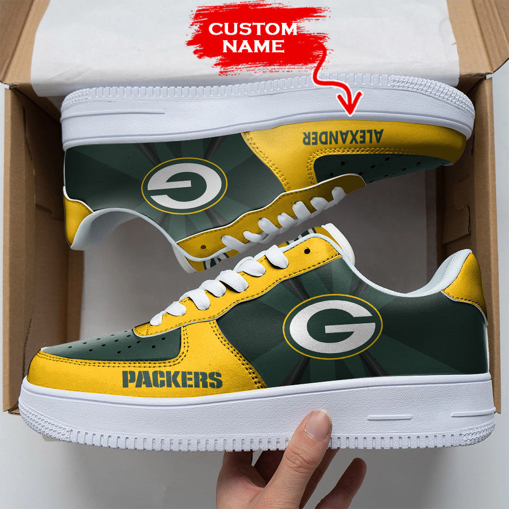 Ideafootwear Green Bay Packers NFL Air Low-Top Sneakers Shoes For Men And Women