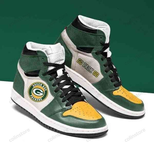 Ideafootwear Green Bay Packers NFL AJ1 High Sneakers Shoes For Men And Women