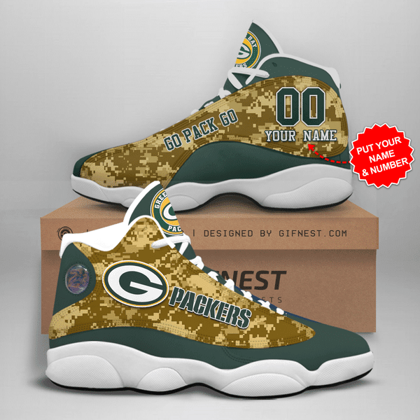 Ideafootwear Green Bay Packers NFL AJ13 Sneakers Shoes For Men And Women