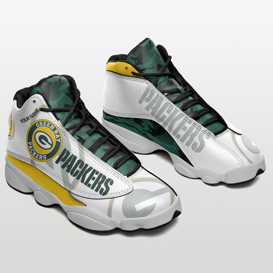 Ideafootwear Green Bay Packers NFL AJ13 Sneakers Shoes For Men And Women