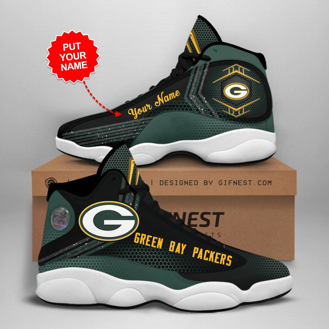 Ideafootwear Green Bay Packers NFL AJ13 Sneakers Shoes For Men And Women