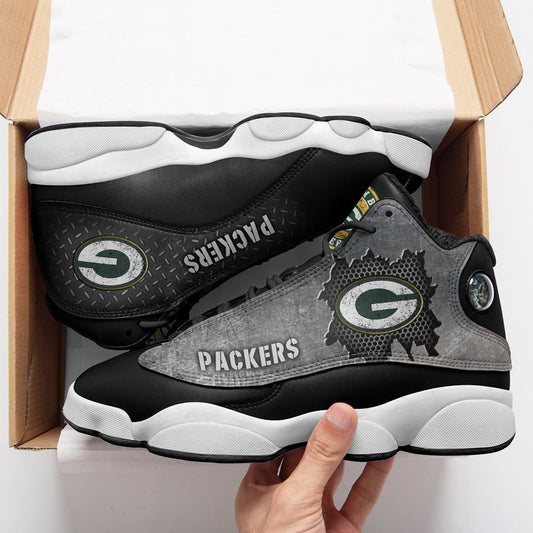 Ideafootwear Green Bay Packers NFL AJ13 Sneakers Shoes For Men And Women