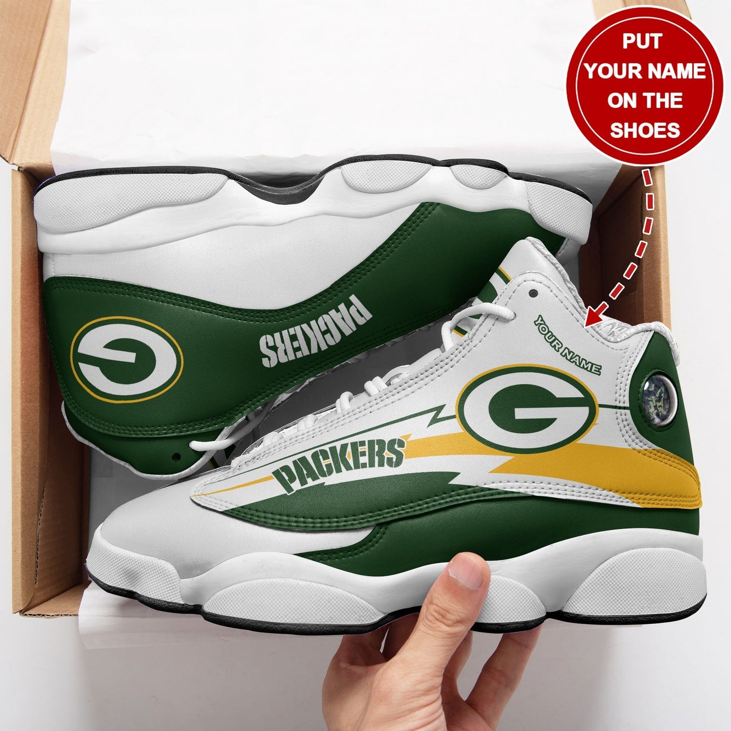 Ideafootwear Green Bay Packers NFL AJ13 Sneakers Shoes For Men And Women