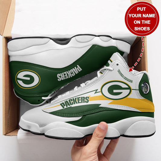 Ideafootwear Green Bay Packers NFL AJ13 Sneakers Shoes For Men And Women