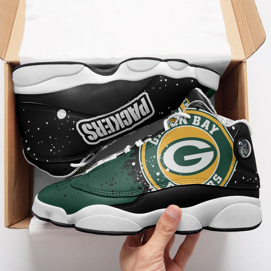 Ideafootwear Green Bay Packers NFL AJ13 Sneakers Shoes For Men And Women