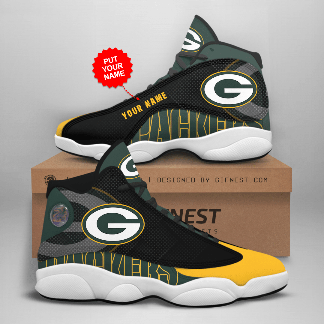 Ideafootwear Green Bay Packers NFL AJ13 Sneakers Shoes For Men And Women