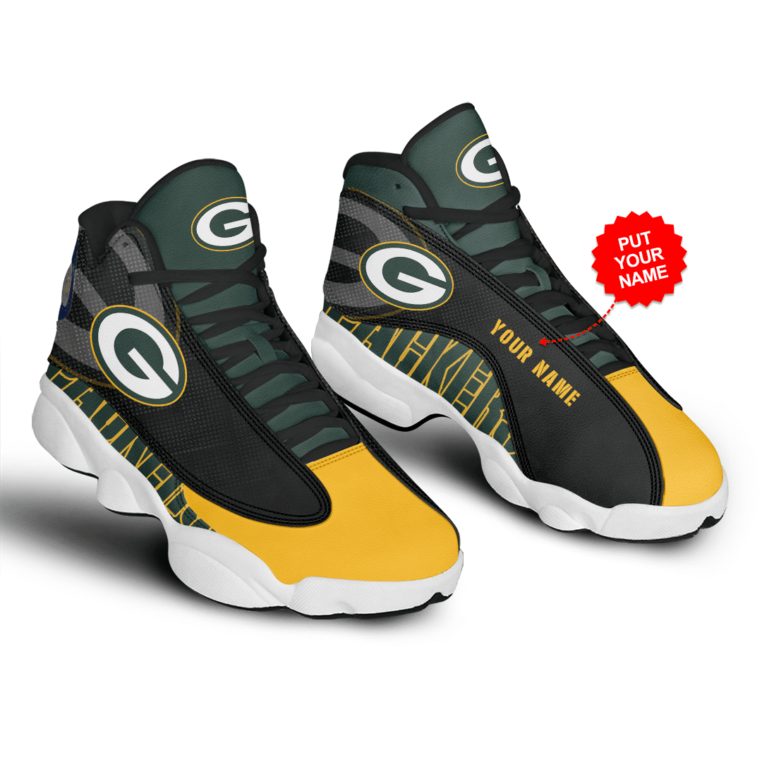 Ideafootwear Green Bay Packers NFL AJ13 Sneakers Shoes For Men And Women