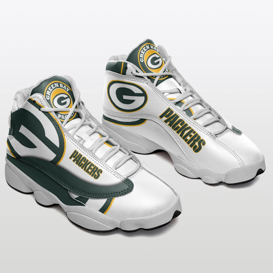Ideafootwear Green Bay Packers NFL AJ13 Sneakers Shoes For Men And Women