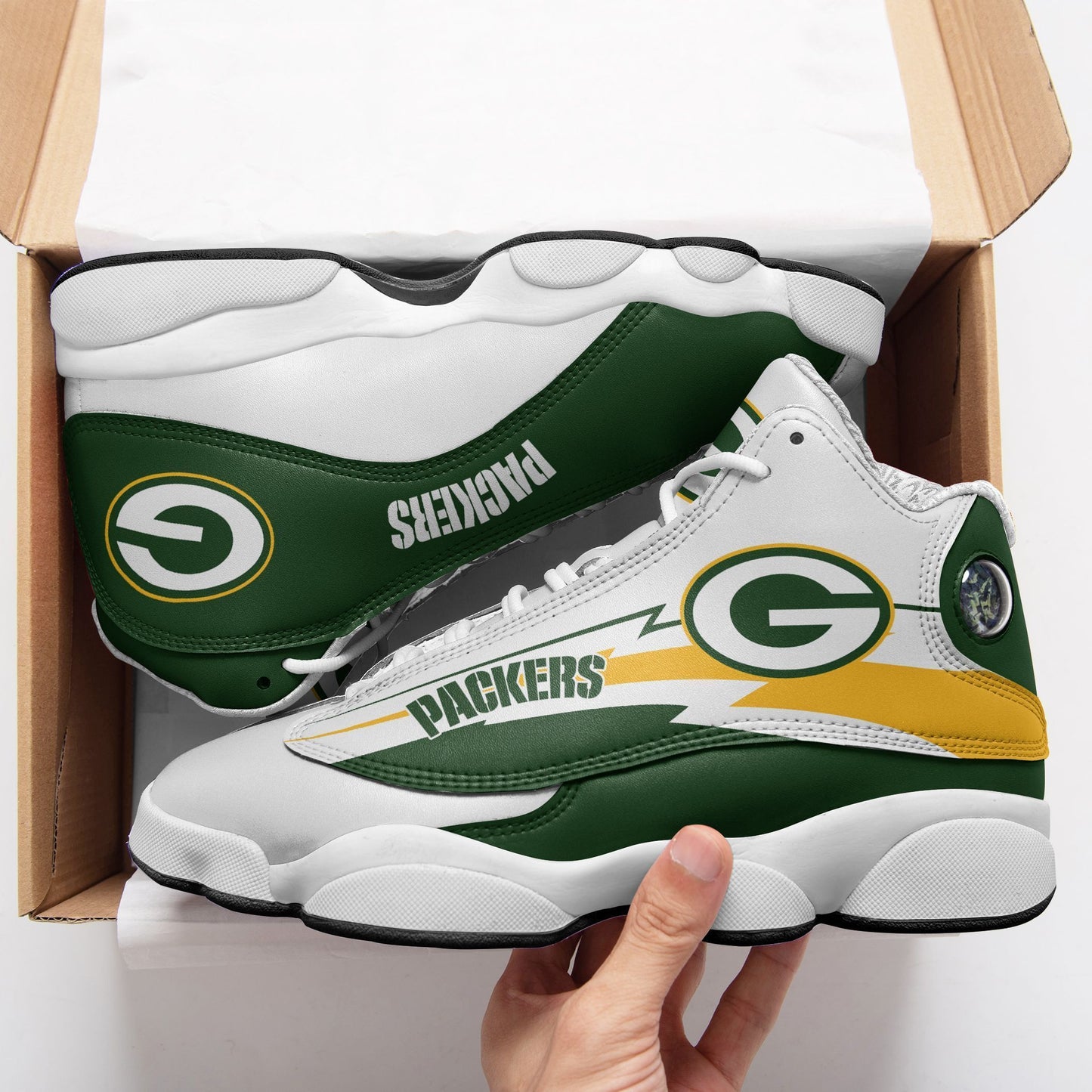 Ideafootwear Green Bay Packers NFL AJ13 Sneakers Shoes For Men And Women
