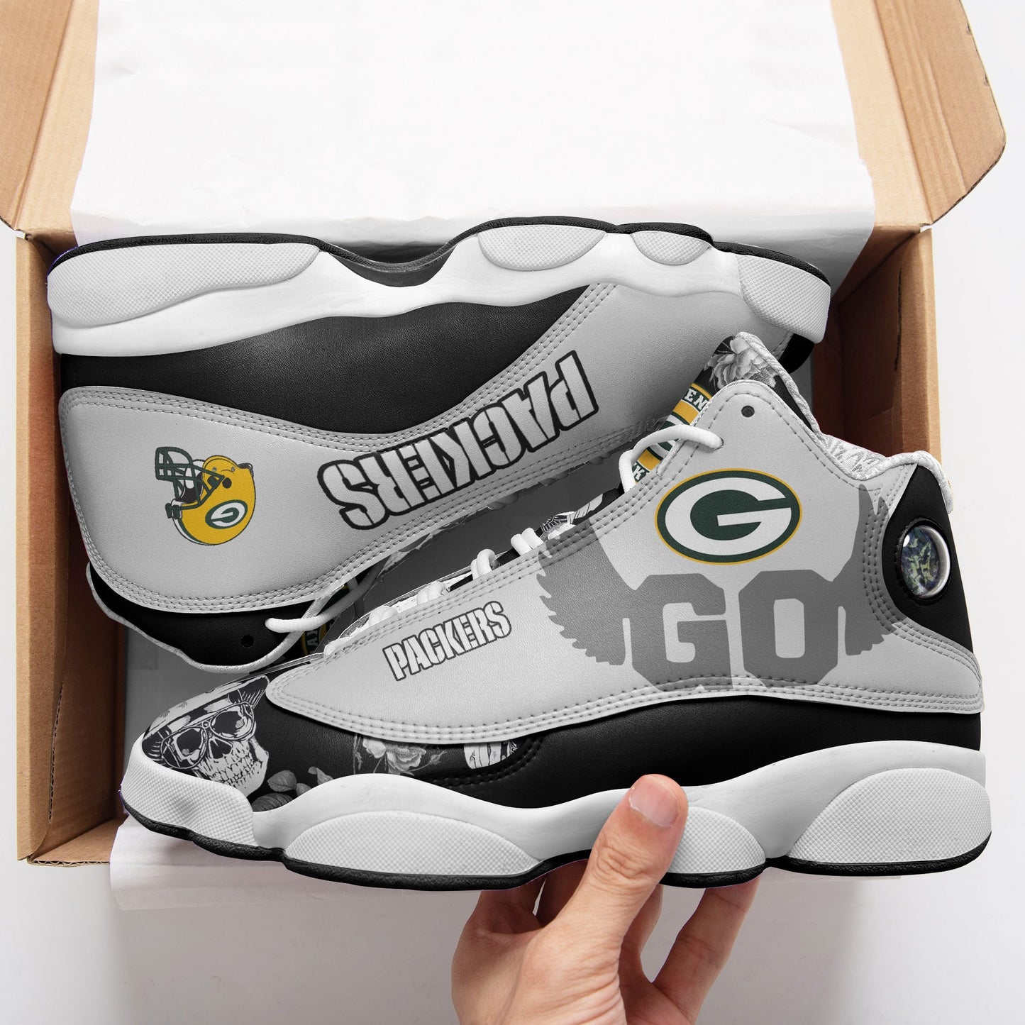 Ideafootwear Green Bay Packers NFL AJ13 Sneakers Shoes For Men And Women