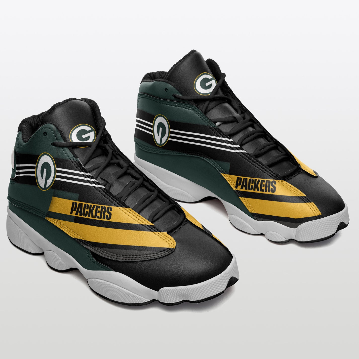 Ideafootwear Green Bay Packers NFL AJ13 Sneakers Shoes For Men And Women