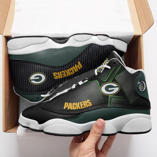 Ideafootwear Green Bay Packers NFL AJ13 Sneakers Shoes For Men And Women