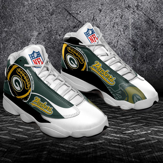 Ideafootwear Green Bay Packers NFL AJ13 Sneakers Shoes For Men And Women