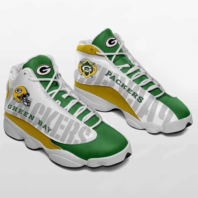 Ideafootwear Green Bay Packers NFL AJ13 Sneakers Shoes For Men And Women