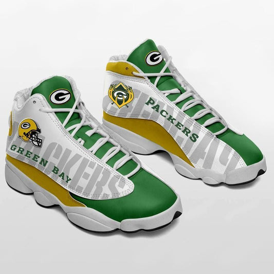 Ideafootwear Green Bay Packers NFL AJ13 Sneakers Shoes For Men And Women