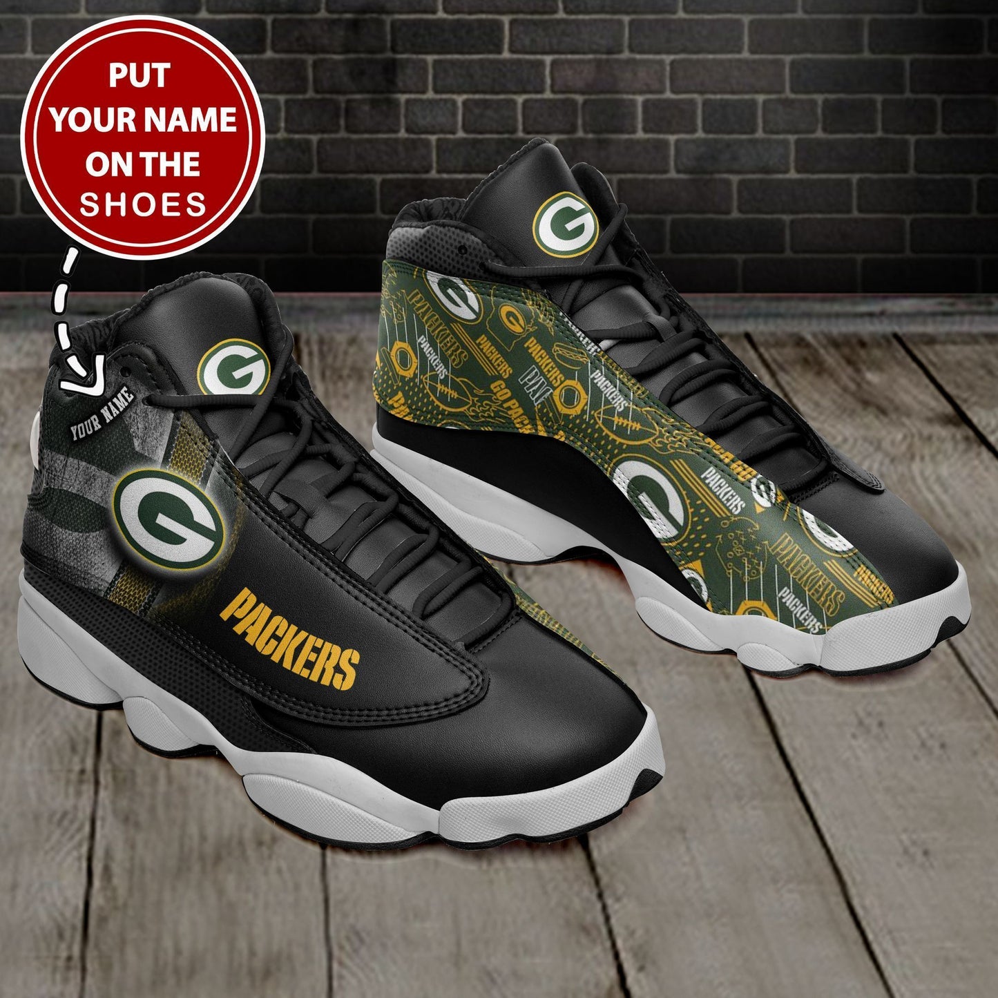 Ideafootwear Green Bay Packers NFL AJ13 Sneakers Shoes For Men And Women