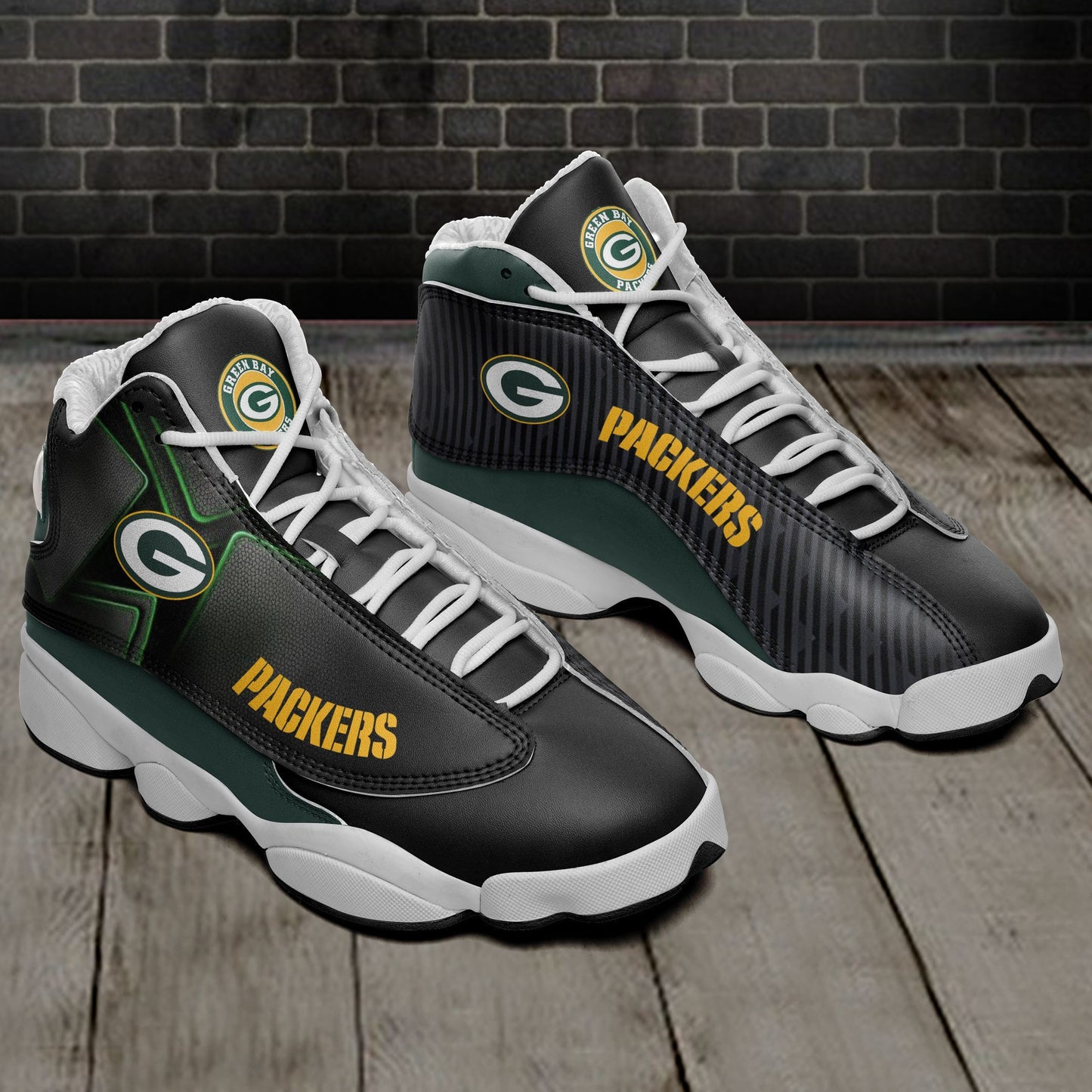 Ideafootwear Green Bay Packers NFL AJ13 Sneakers Shoes For Men And Women
