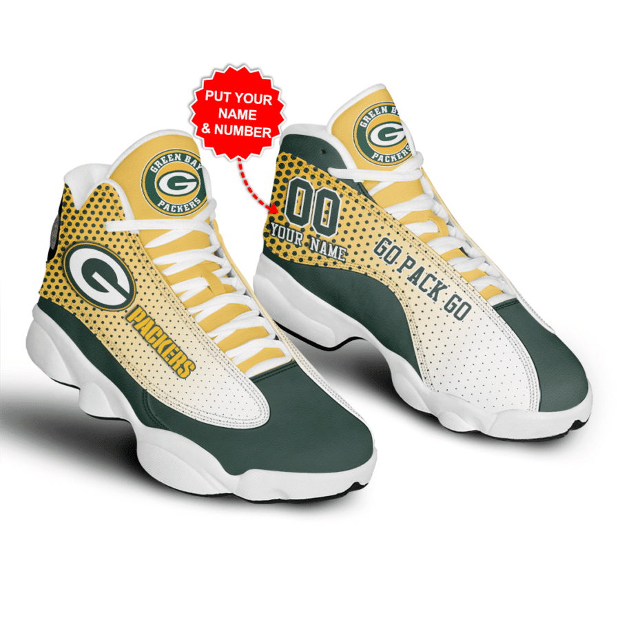 Ideafootwear Green Bay Packers NFL AJ13 Sneakers Shoes For Men And Women