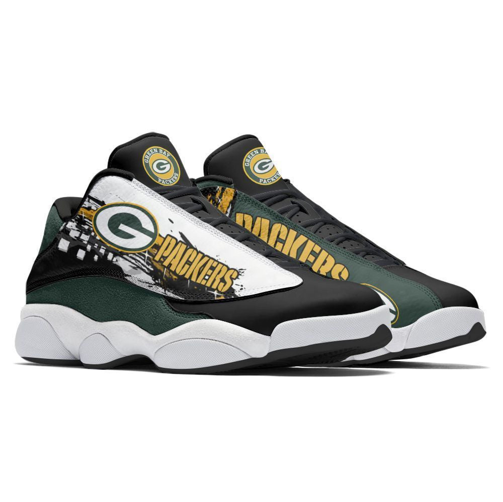 Ideafootwear Green Bay Packers NFL AJ13 Sneakers Shoes For Men And Women