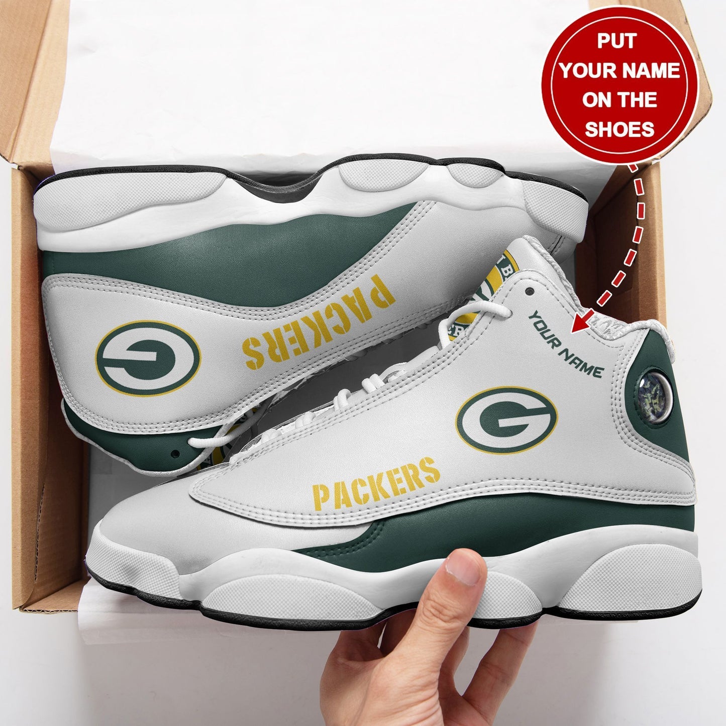 Ideafootwear Green Bay Packers NFL AJ13 Sneakers Shoes For Men And Women
