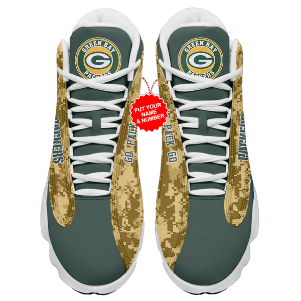 Ideafootwear Green Bay Packers NFL AJ13 Sneakers Shoes For Men And Women