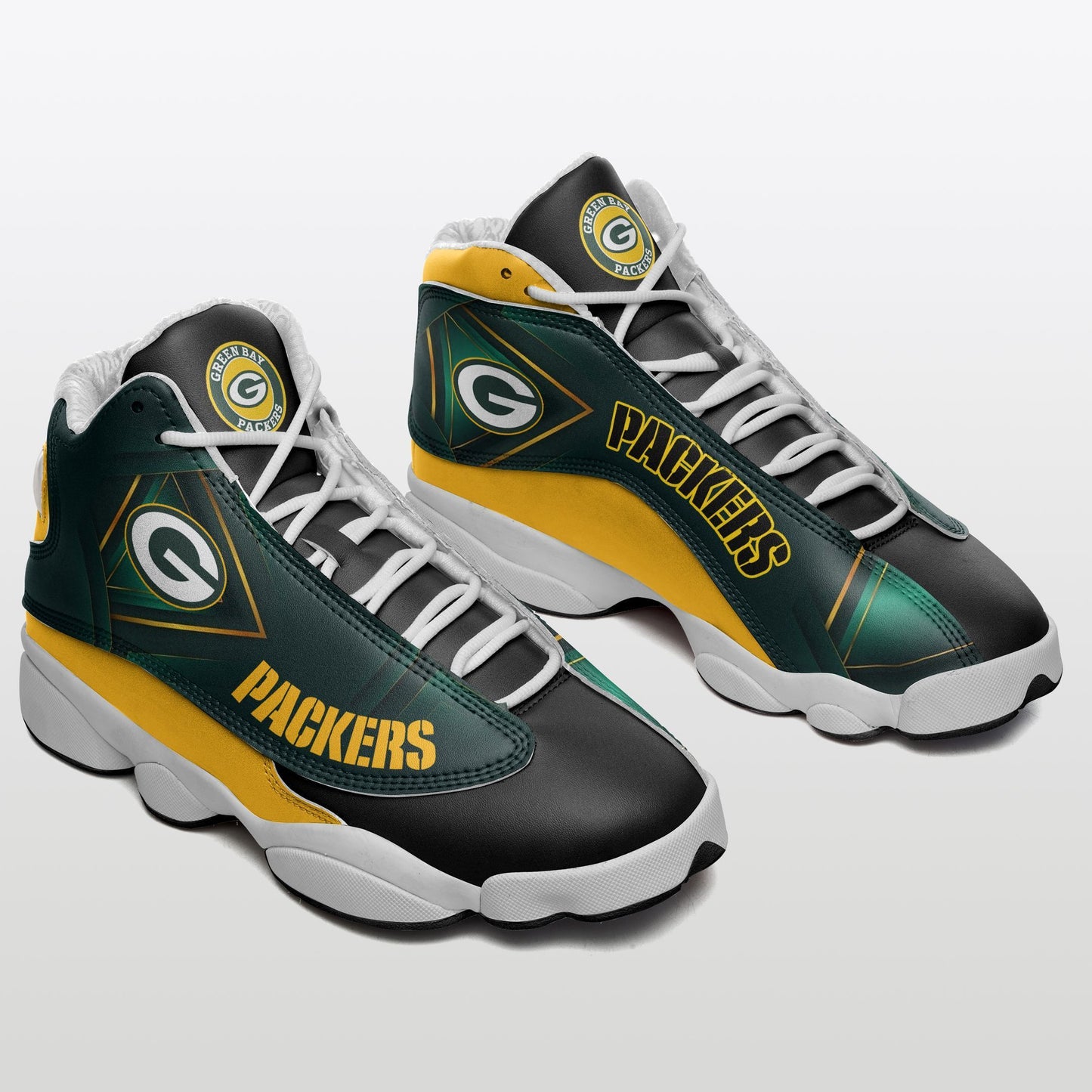 Ideafootwear Green Bay Packers NFL AJ13 Sneakers Shoes For Men And Women