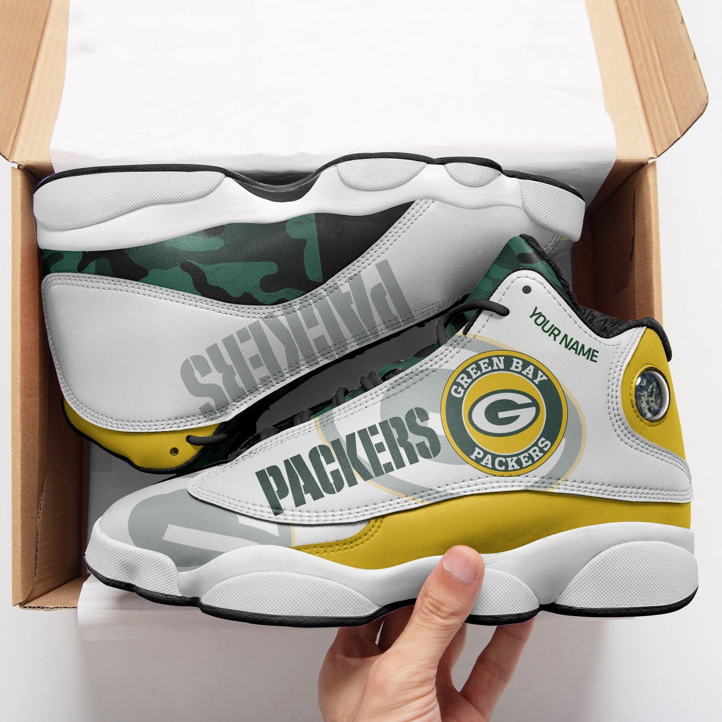 Ideafootwear Green Bay Packers NFL AJ13 Sneakers Shoes For Men And Women
