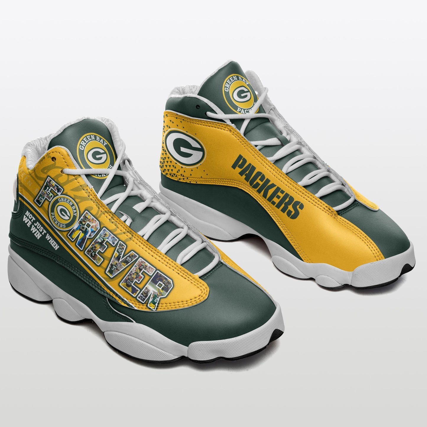 Ideafootwear Green Bay Packers NFL AJ13 Sneakers Shoes For Men And Women