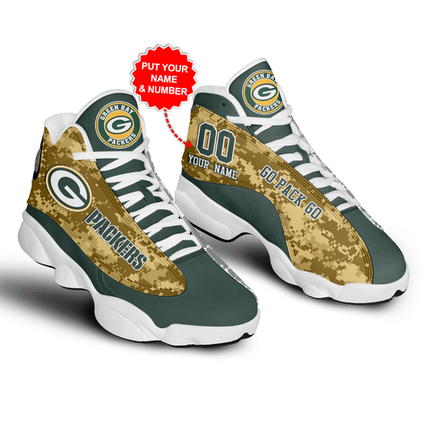 Ideafootwear Green Bay Packers NFL AJ13 Sneakers Shoes For Men And Women