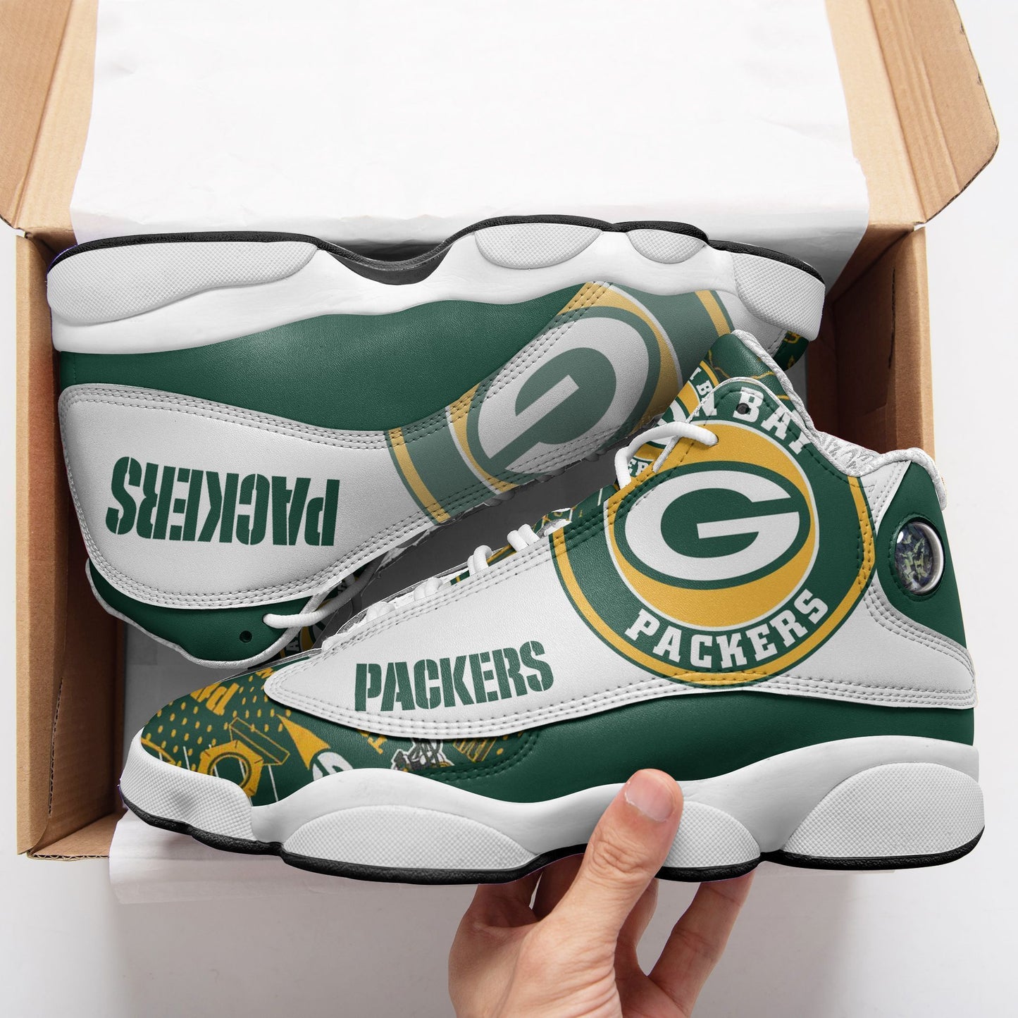 Ideafootwear Green Bay Packers NFL AJ13 Sneakers Shoes For Men And Women