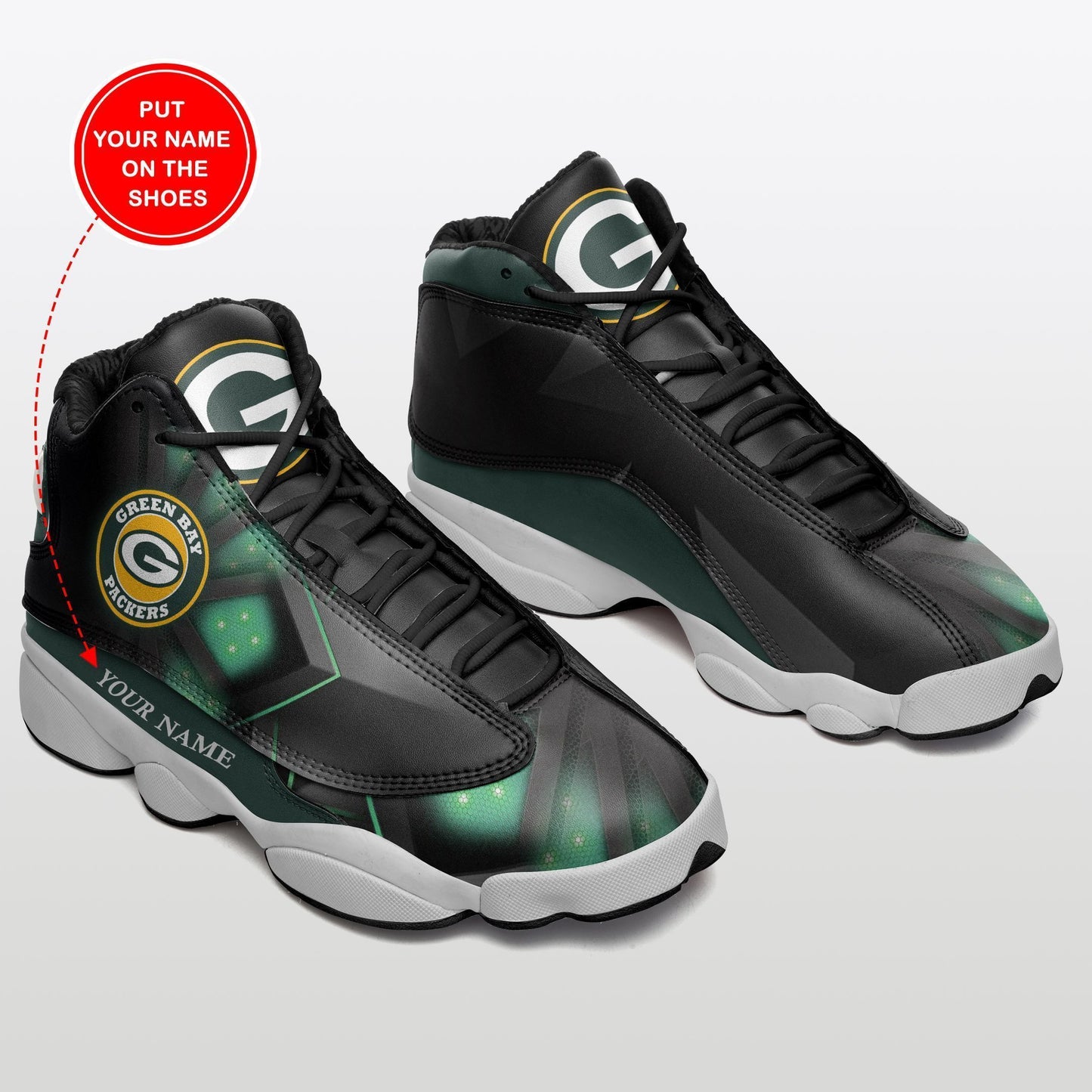 Ideafootwear Green Bay Packers NFL AJ13 Sneakers Shoes For Men And Women