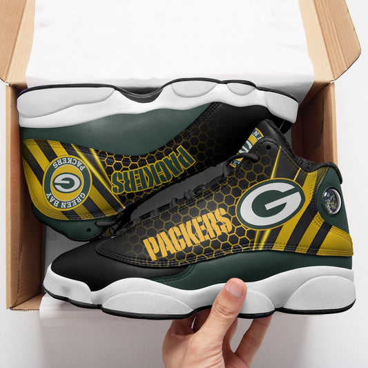 Ideafootwear Green Bay Packers NFL AJ13 Sneakers Shoes For Men And Women