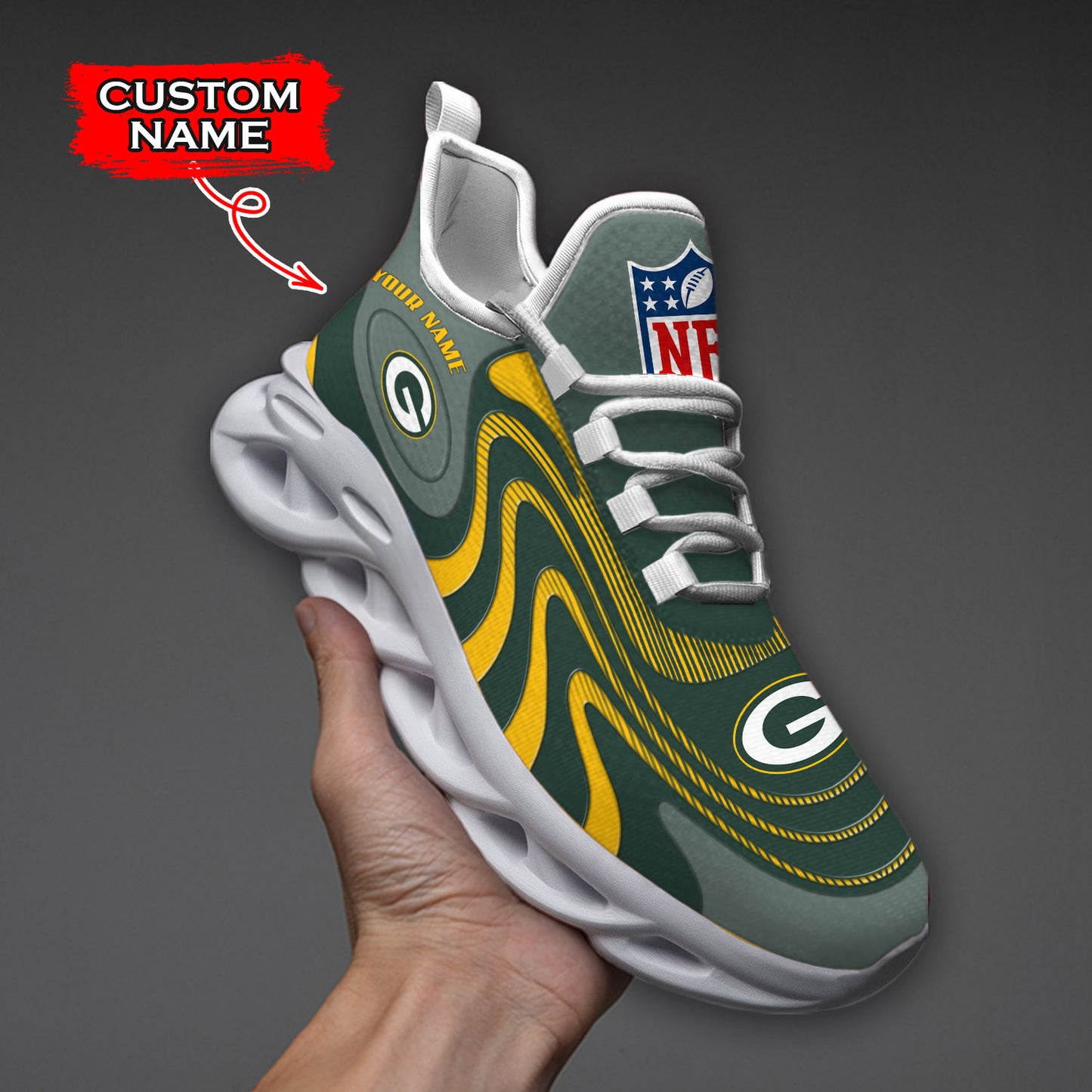 Ideafootwear Green Bay Packers NFL Max Soul Shoes Sneakers For Men And Women