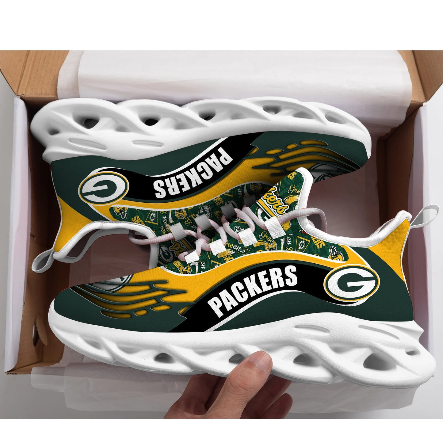 Ideafootwear Green Bay Packers NFL Max Soul Shoes Sneakers For Men And Women