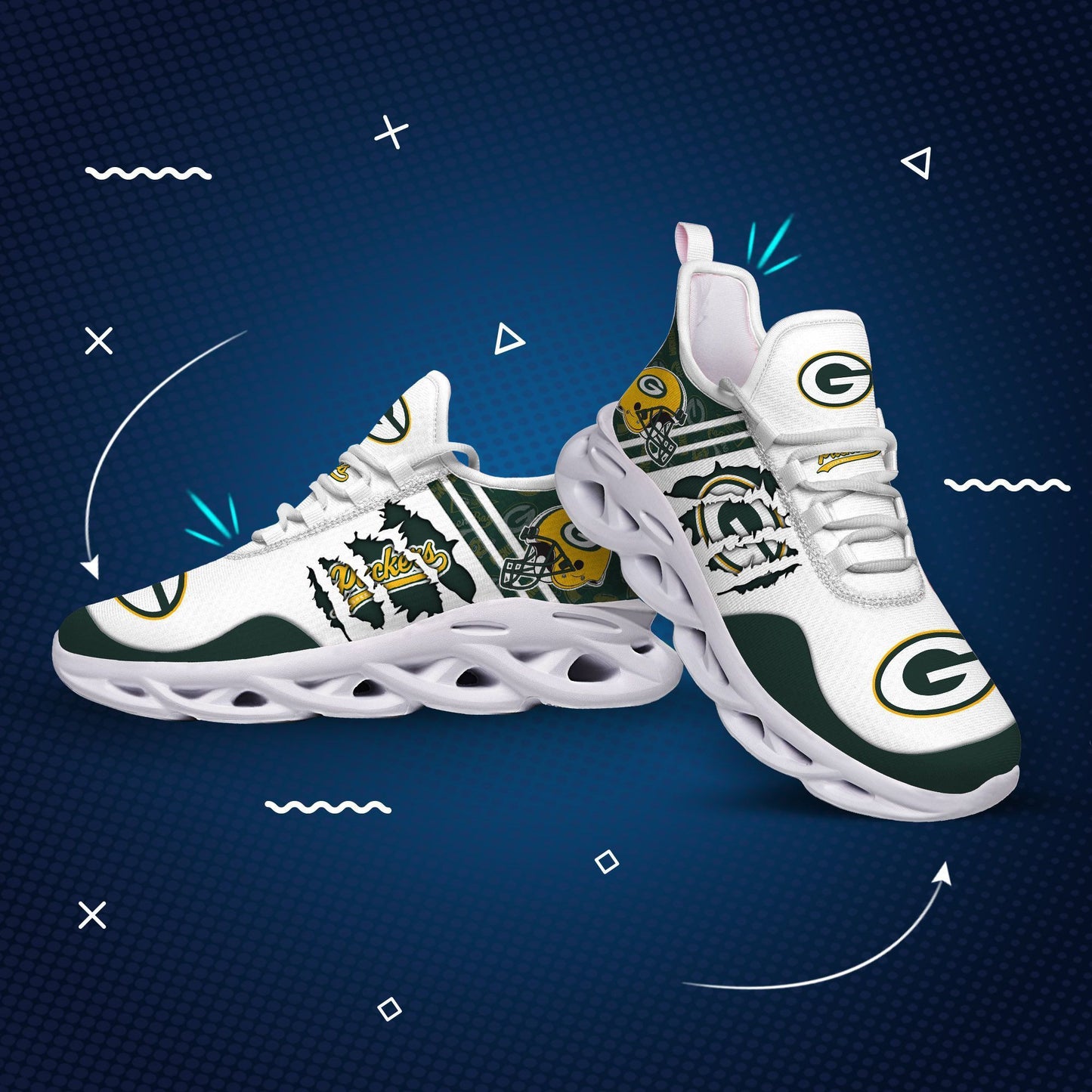 Ideafootwear Green Bay Packers NFL Max Soul Shoes Sneakers For Men And Women