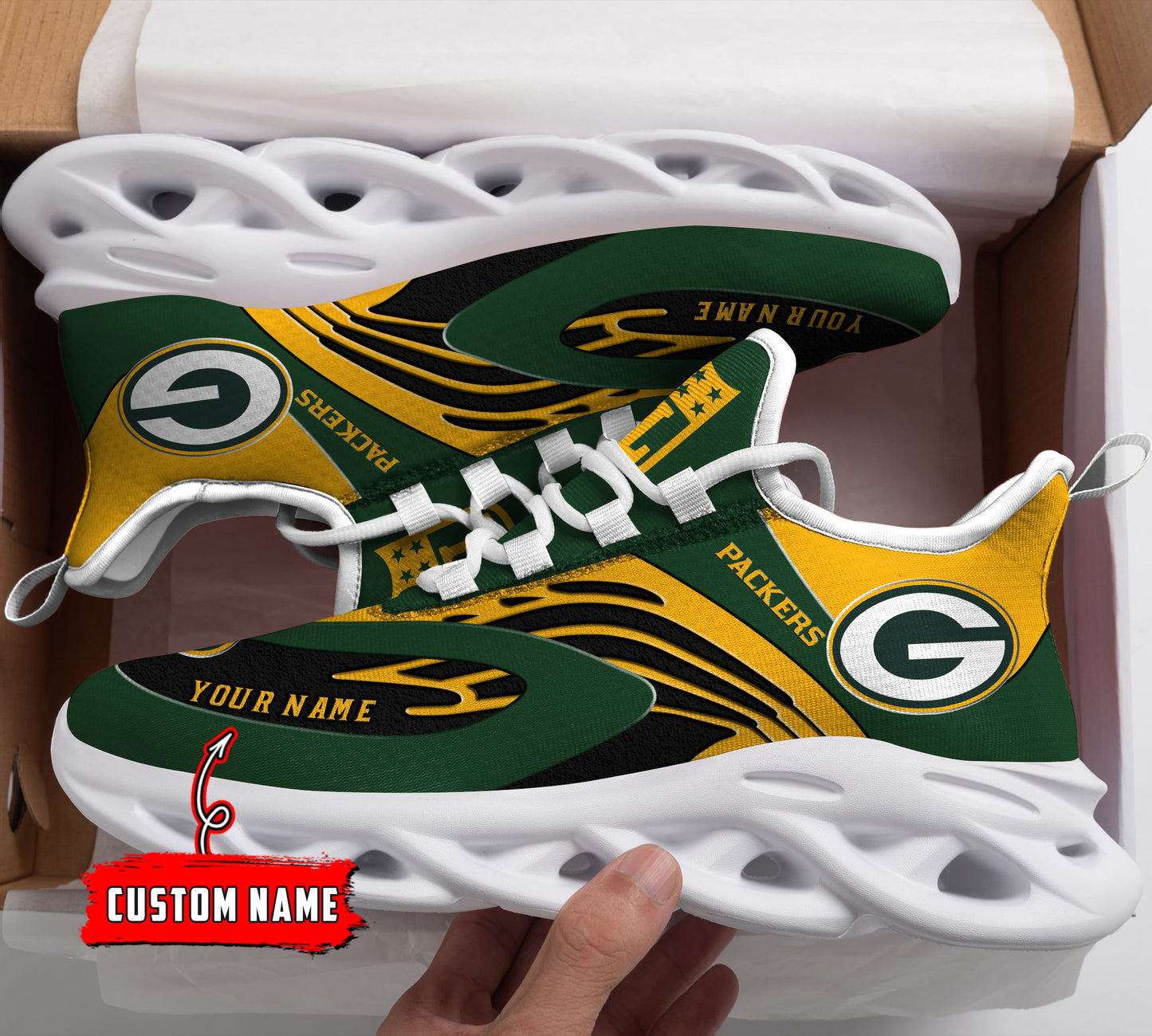 Ideafootwear Green Bay Packers NFL Max Soul Shoes Sneakers For Men And Women