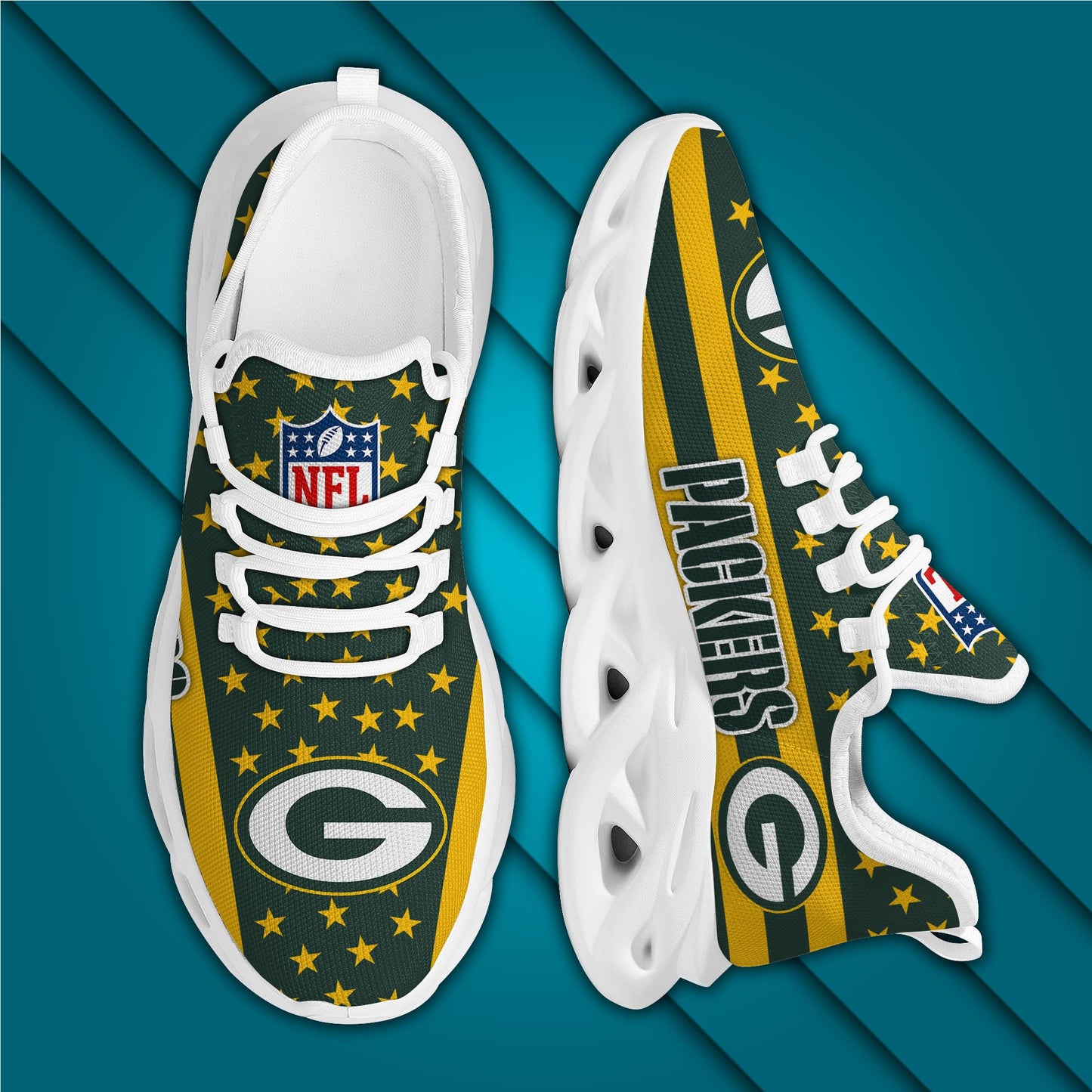 Ideafootwear Green Bay Packers NFL Max Soul Shoes Sneakers For Men And Women