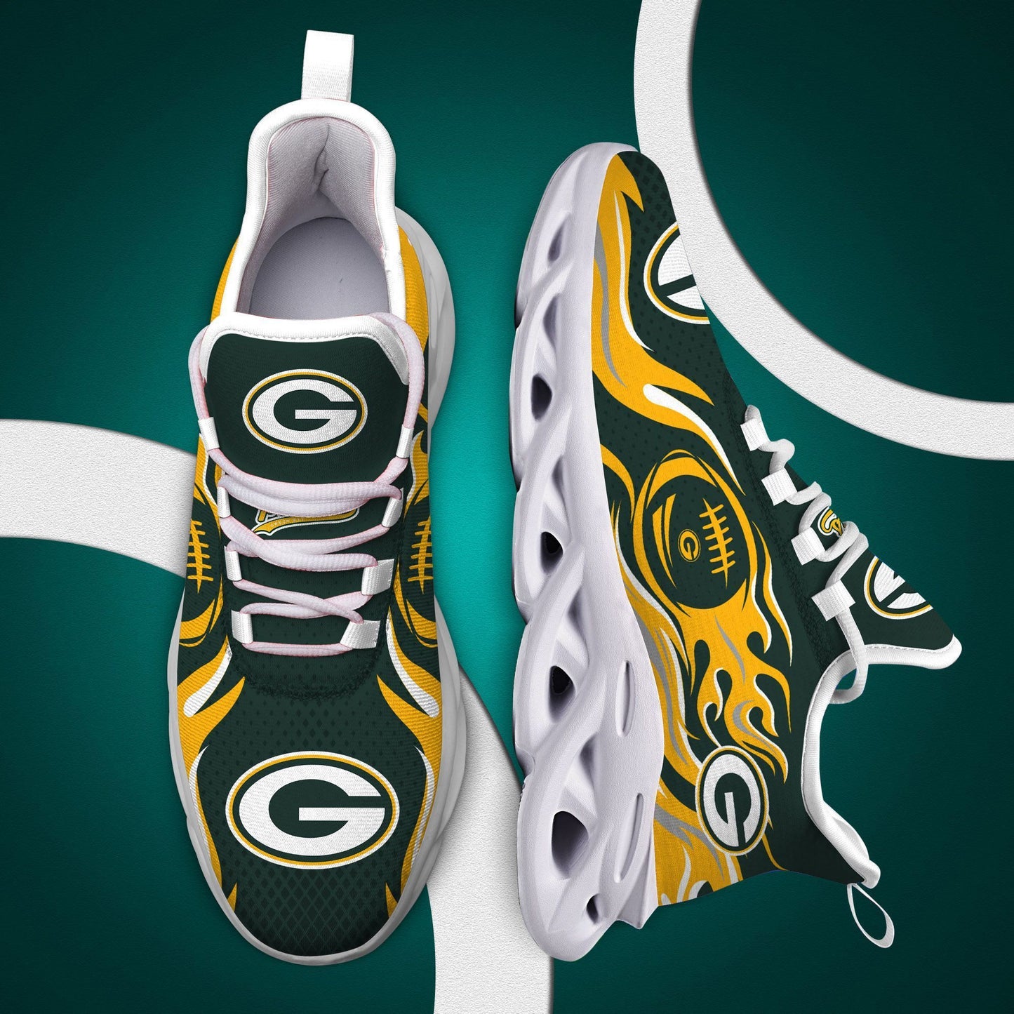 Ideafootwear Green Bay Packers NFL Max Soul Shoes Sneakers For Men And Women