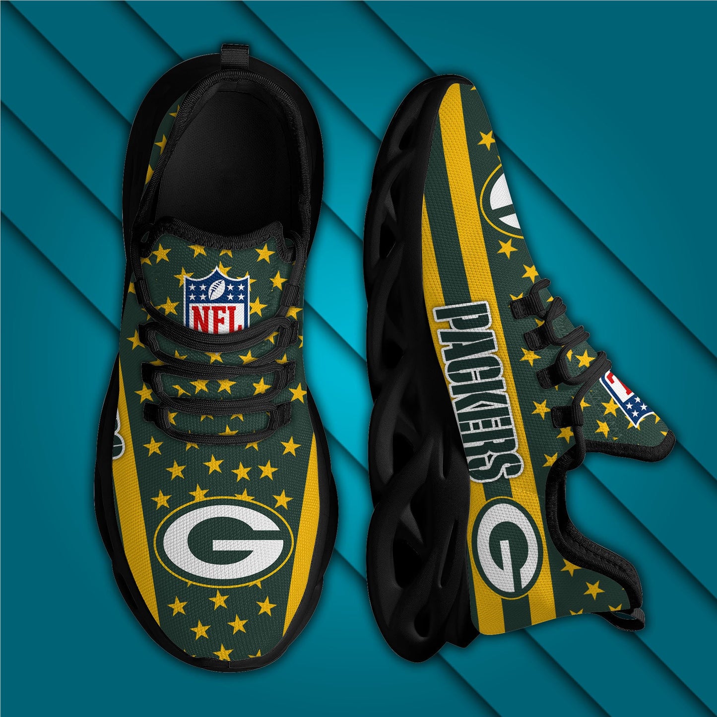 Ideafootwear Green Bay Packers NFL Max Soul Shoes Sneakers For Men And Women