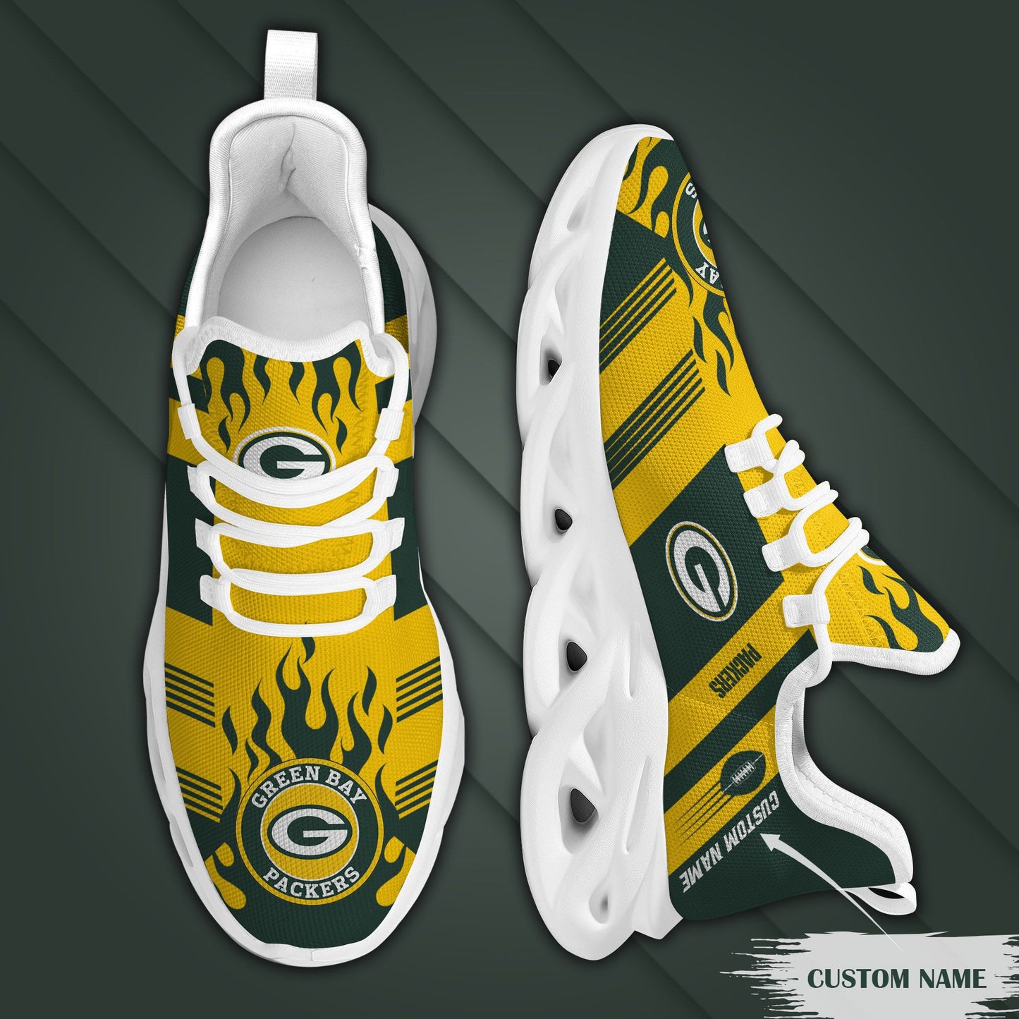 Ideafootwear Green Bay Packers NFL Max Soul Shoes Sneakers For Men And Women