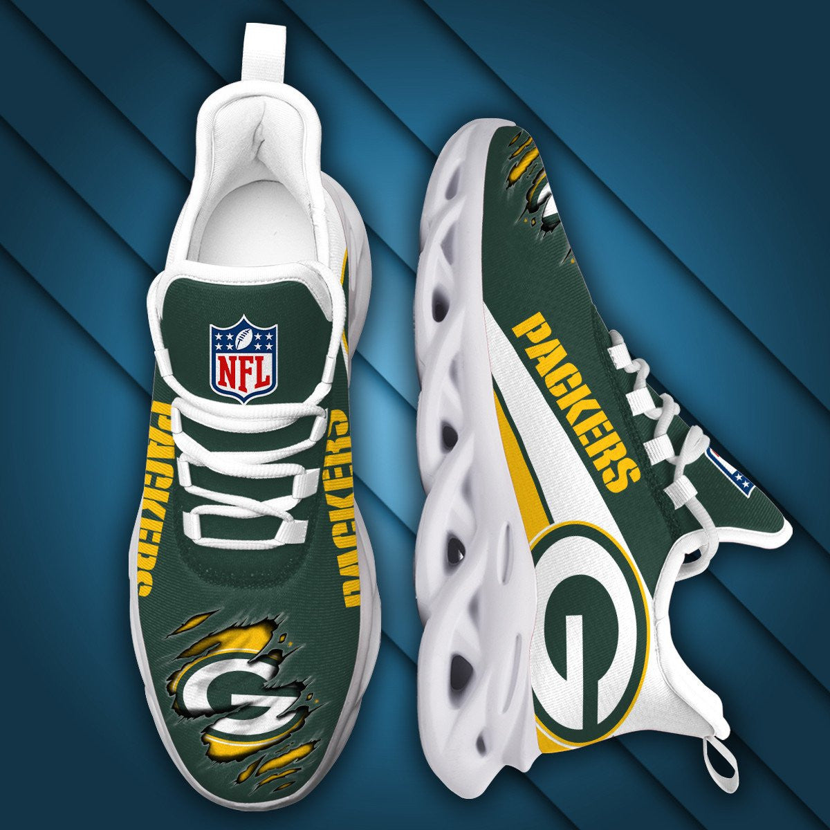 Ideafootwear Green Bay Packers NFL Max Soul Shoes Sneakers For Men And Women