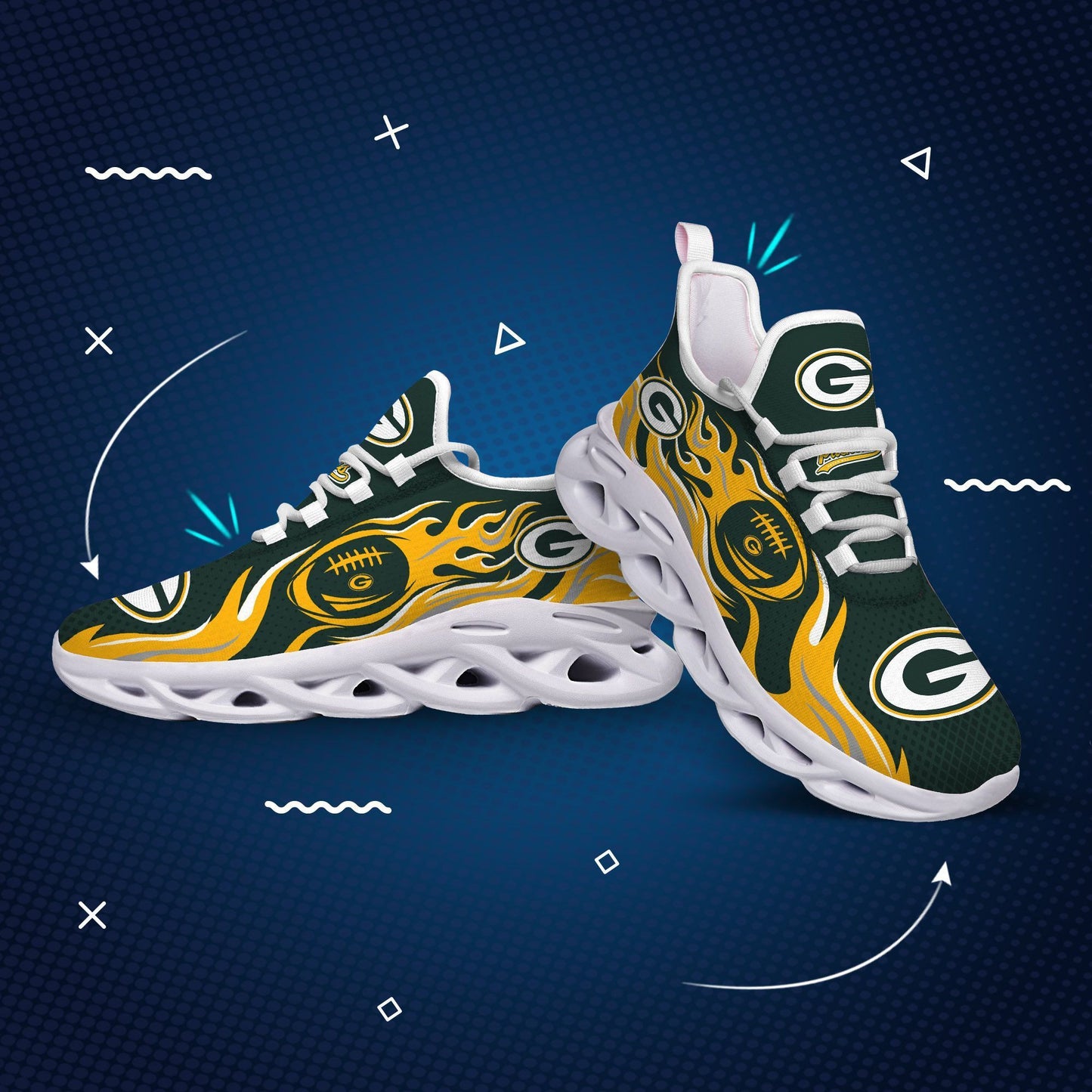 Ideafootwear Green Bay Packers NFL Max Soul Shoes Sneakers For Men And Women