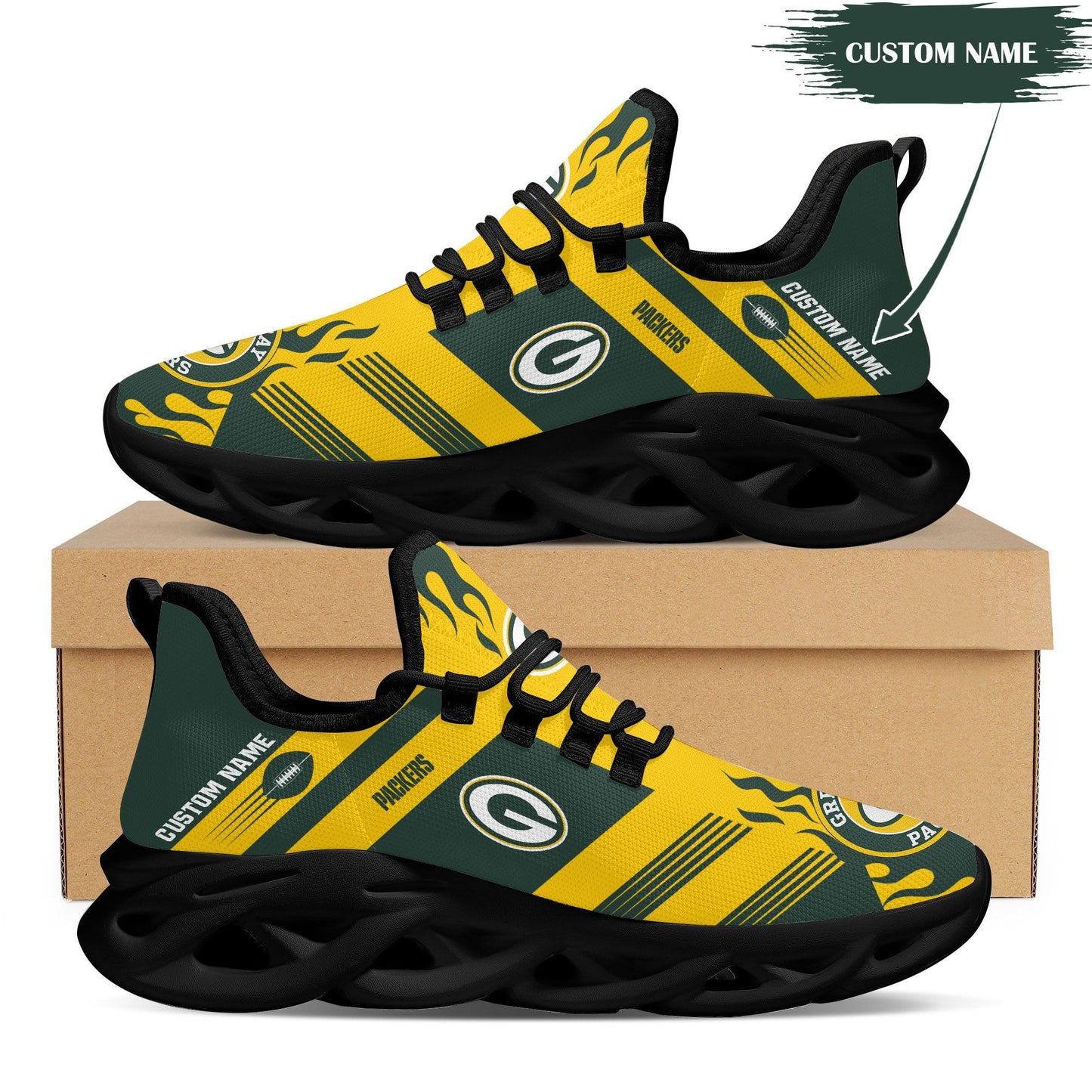 Ideafootwear Green Bay Packers NFL Max Soul Shoes Sneakers For Men And Women