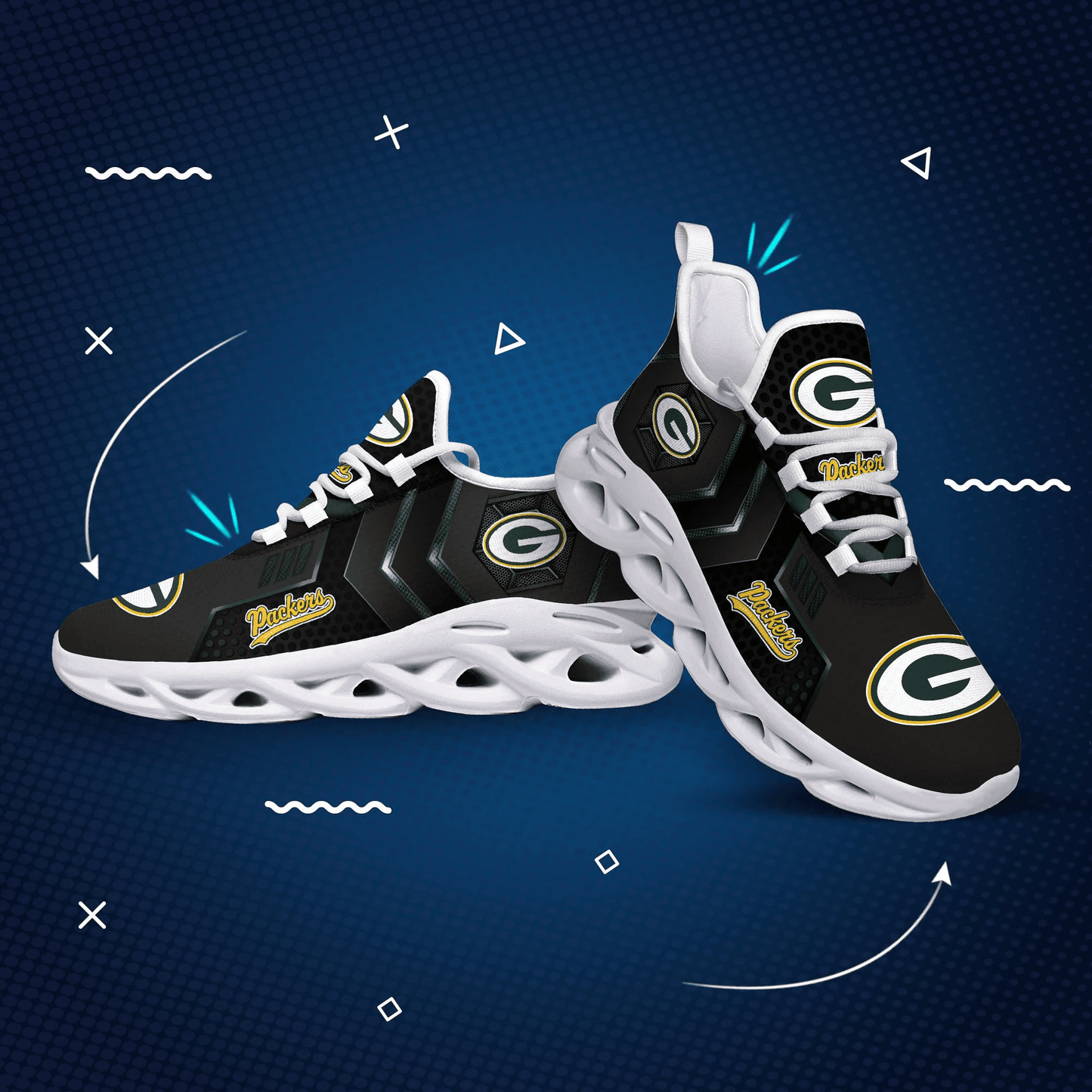 Ideafootwear Green Bay Packers NFL Max Soul Shoes Sneakers For Men And Women